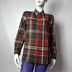 Lauren Ralph Lauren Monogrammed Plaid Button Down 100% Worsted Wool Shirt